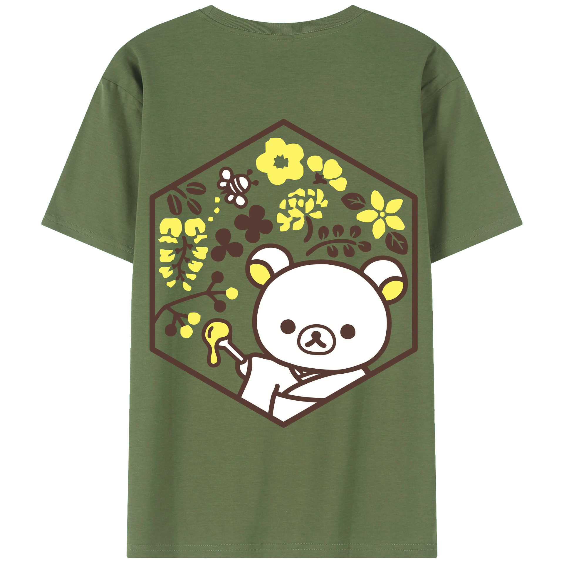（画像用） リラックマ リラックマ キイロイトリ Rilakkuma Korilakkuma Kiiroitori 綿100％ メンズ半袖Tシャツ（バックプリント） 通気性